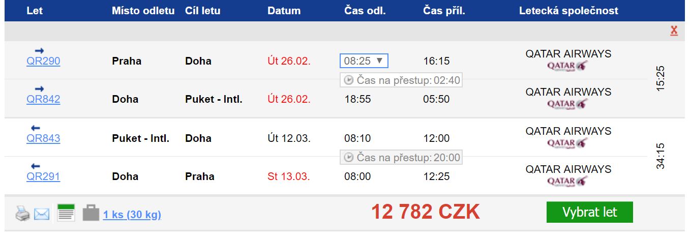 Do Thajska z Prahy s Qatar Airways od 12 701 Kč